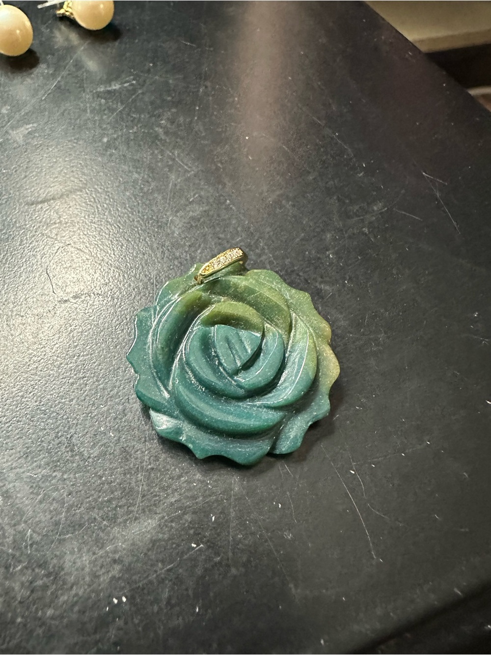 Freida Rothman 2-tone Green Rose Pendant brass base